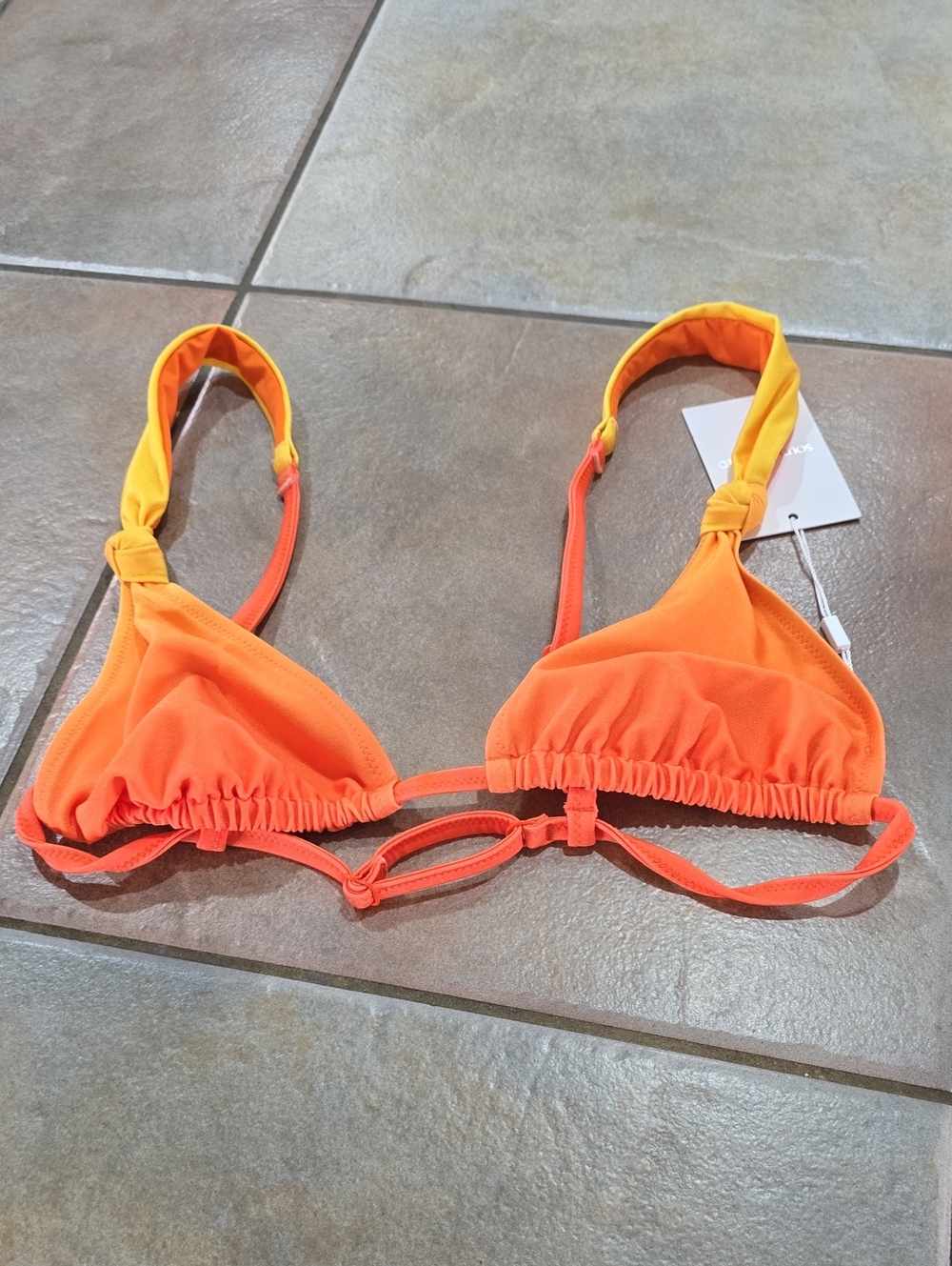 Solid And Striped Orange Two-Tone Triangle Bikini Top Sz Lg Nwt